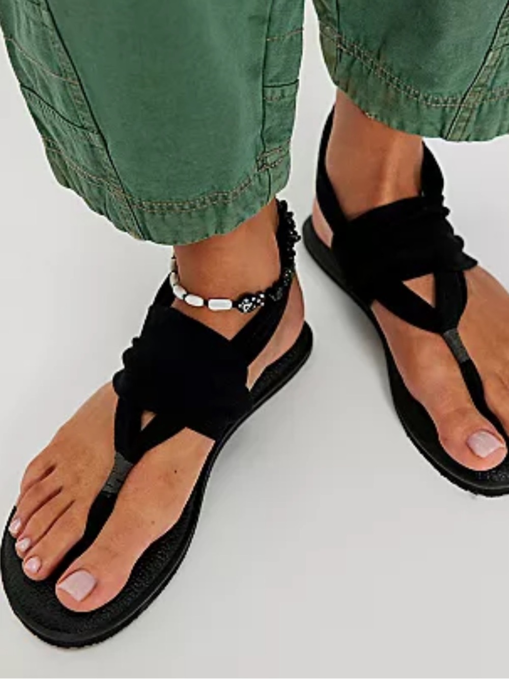 Sanuk Yoga Sling Black Knotted Thong Sandals